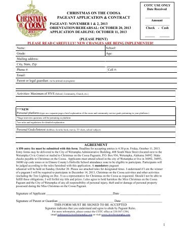 Pageant Application - City of Wetumpka