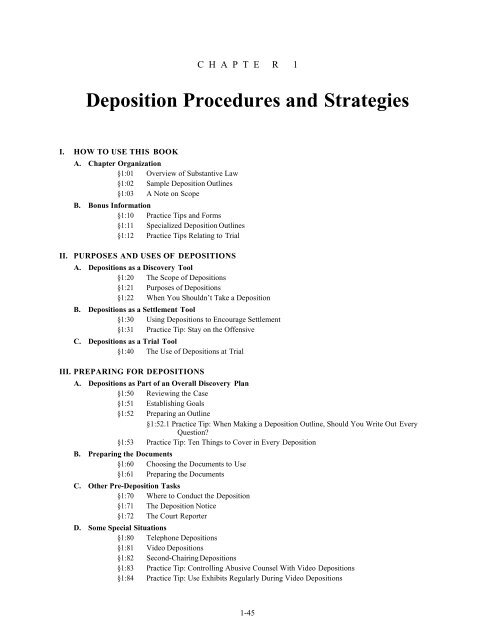 deposition outline template