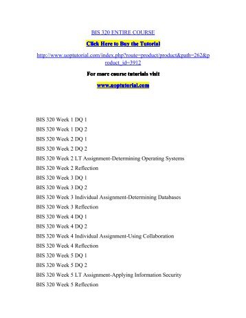 BIS 320 ENTIRE COURSE