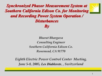 Synchronized Phasor Measurement - Epcc-workshop.net