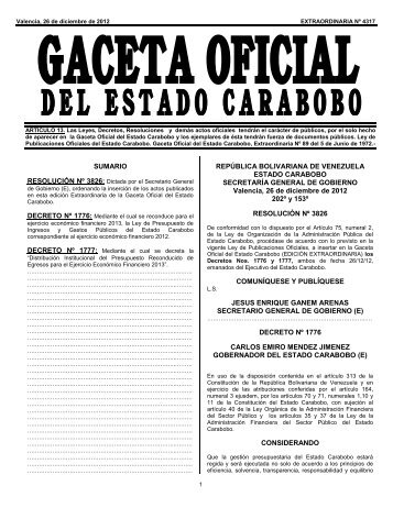 GACETA OFICIAL GOBIERNO gaceta oficial gobierno: