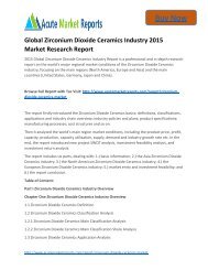 Global Zirconium Dioxide Ceramics Industry 2015 Market Growth Trends and Forecast,by Acute Market Reports