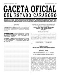 gaceta oficial del estado carabobo - SecretarÃ­a General de Gobierno