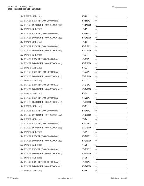 SEL-751A Settings Sheets - CacheFly