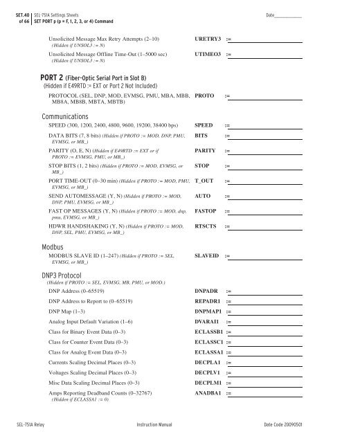 SEL-751A Settings Sheets - CacheFly