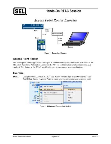 Hands-On RTAC Session Access Point Router Exercise