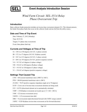 SEL-351A Relay Phase Overcurrent Trip - CacheFly