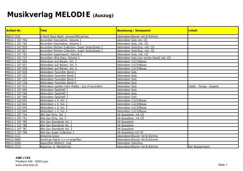 Musikverlag MELODIE - Akkordeon Musik Edition