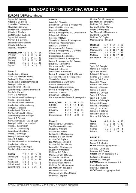 OFFICIAL MEDIA GUIDE OF AUSTRALIA AT THE 2014 FIFA WORLD CUP BRAZIL 0