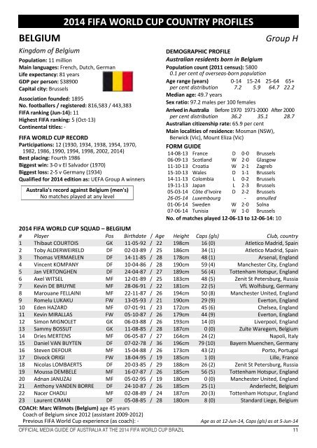 OFFICIAL MEDIA GUIDE OF AUSTRALIA AT THE 2014 FIFA WORLD CUP BRAZIL 0