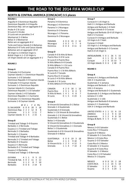 OFFICIAL MEDIA GUIDE OF AUSTRALIA AT THE 2014 FIFA WORLD CUP BRAZIL 0