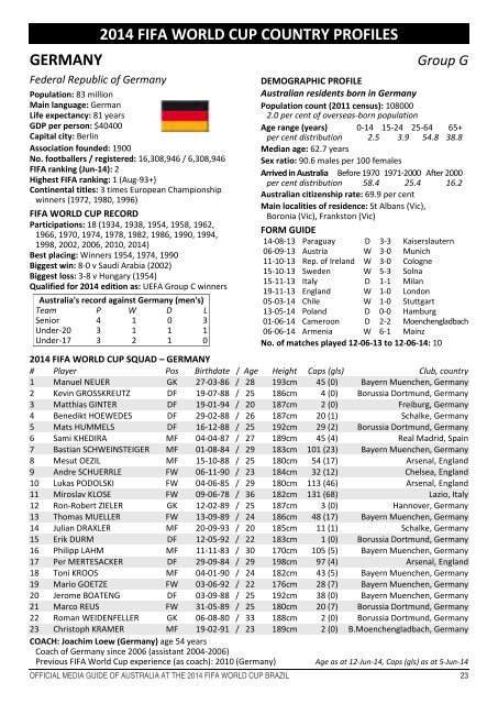 OFFICIAL MEDIA GUIDE OF AUSTRALIA AT THE 2014 FIFA WORLD CUP BRAZIL 0