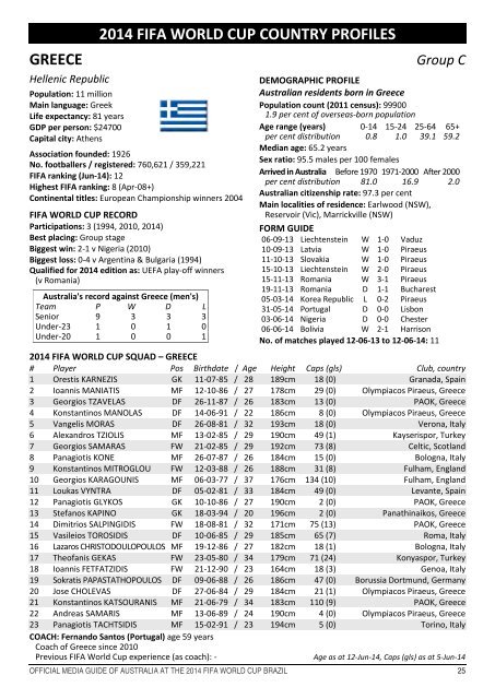 OFFICIAL MEDIA GUIDE OF AUSTRALIA AT THE 2014 FIFA WORLD CUP BRAZIL 0