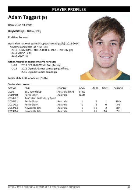 OFFICIAL MEDIA GUIDE OF AUSTRALIA AT THE 2014 FIFA WORLD CUP BRAZIL 0