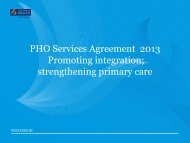 PHO Services Agreement 2013 Promoting integration strengthening primary care