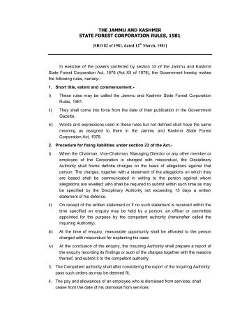 J&K SFC Rules 1981 - J&K State Forest Corporation