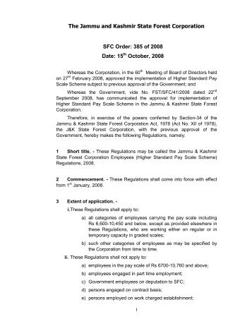 J&K SFC HSPSS Regulations_2008 - J&K State Forest Corporation