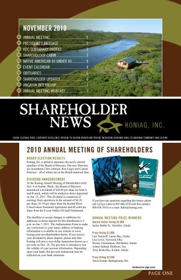 SHAREHOLDER NEWS