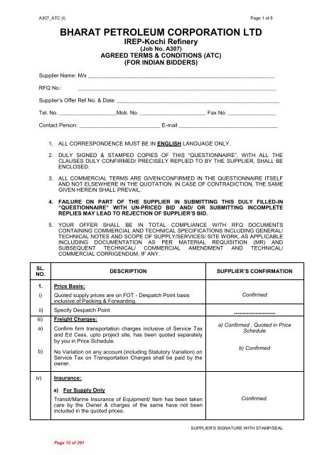 A1A - EIL Tender portal