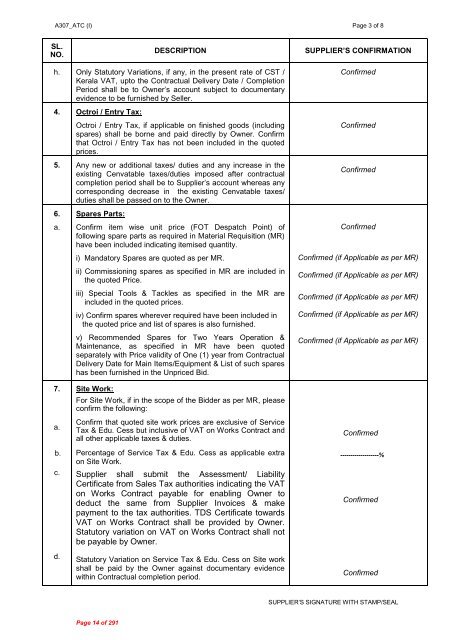 A1A - EIL Tender portal