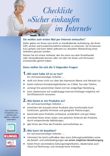 Checkliste »sicher einkaufen im Internet«