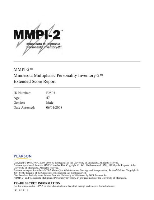 minnesota multiphasic personality inventory 2 mmpi 2