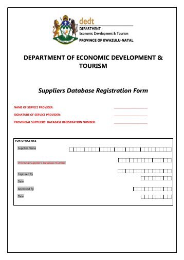 Suppliers Database Registration Form - Department of Economic ...