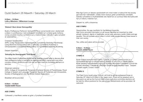 Lawrlwytho rhaglen y gynhadledd 2011 [pdf] - Plaid Cymru