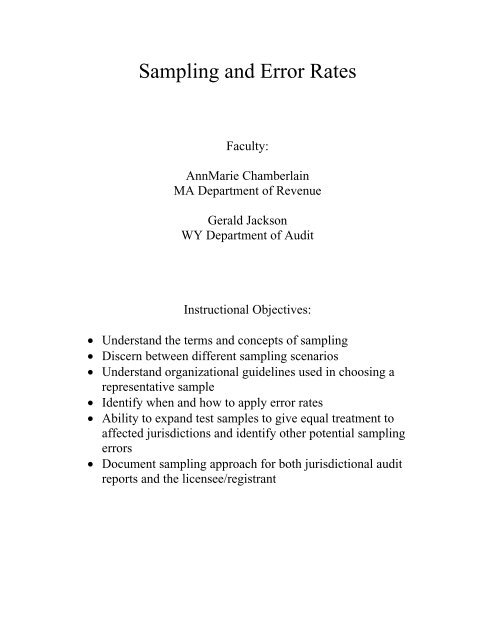 Sampling and Error Rates