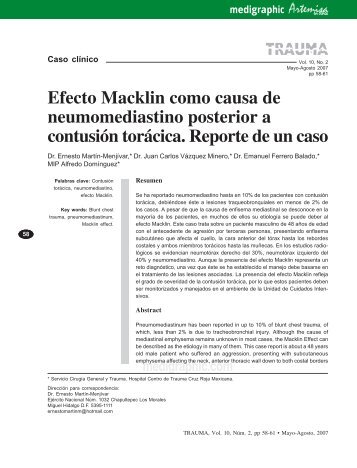 Efecto Macklin como causa de neumomediastino ... - edigraphic.com