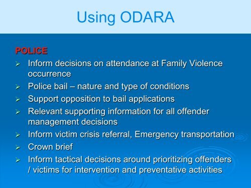 Interpreting ODARA Risk Scores