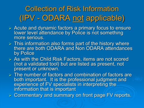 Interpreting ODARA Risk Scores