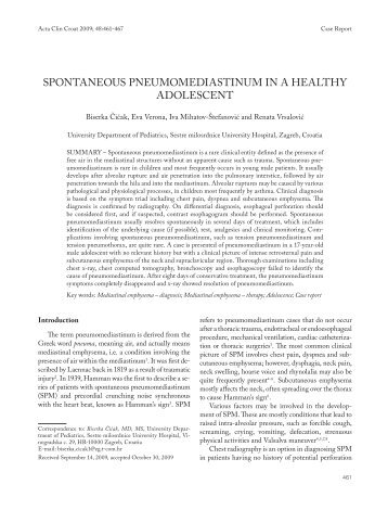 spontaneous pneumomediastinum in a healthy adolescent