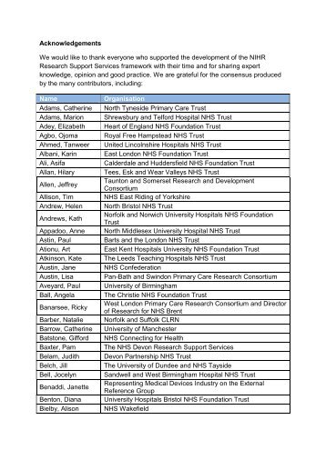 Acknowledgements We would like to thank everyone who ... - NIHR