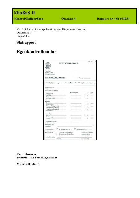 Minbas Ii Egenkontrollmallar