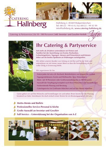 Ihr Catering & Partyservice - Hotel Restaurant Hallnberg