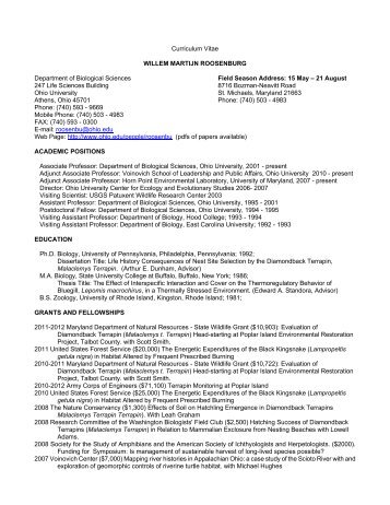 Curriculum Vitae WILLEM MARTIJN ... - Ohio University