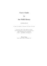 User’s Guide to the PARI library