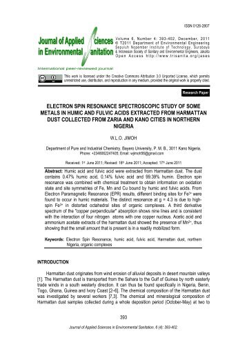 hv g H - Journal of Applied Sciences in Environmental Sanitation