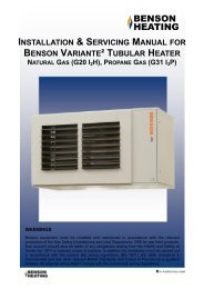 INSTALLATION & SERVICING MANUAL BENSON VARIANTE² TUBULAR HEATER