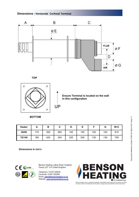 INSTALLATION & SERVICING MANUAL BENSON PV TUBULAR CABINET HEATER