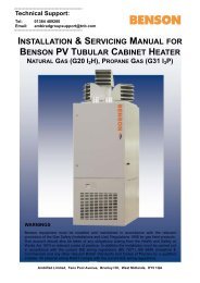 INSTALLATION & SERVICING MANUAL BENSON PV TUBULAR CABINET HEATER