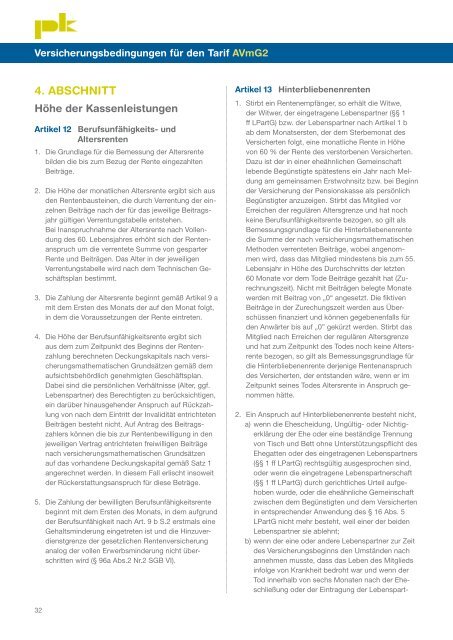 Satzung und Versicherungsbedingungen - alle ... - Pensionskasse