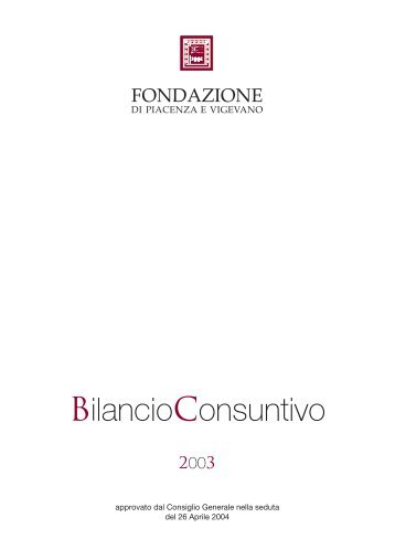 Bilancio 2003 - Fondazione di Piacenza e Vigevano