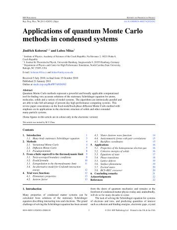 Applications of quantum Monte Carlo methods in condensed systems