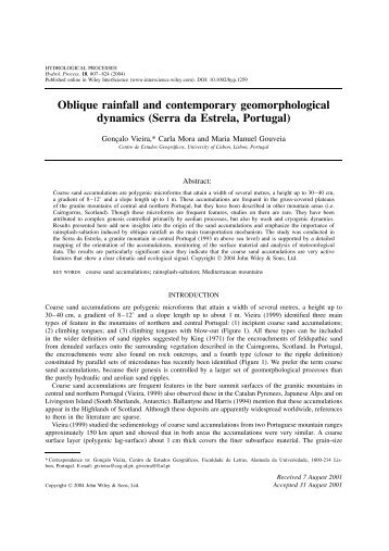 Oblique rainfall and contemporary geomorphological dynamics - fl.ul.