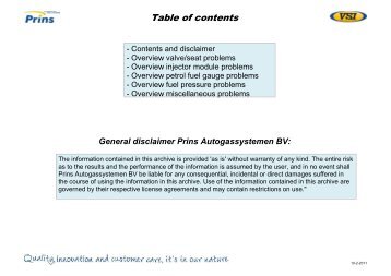 General disclaimer Prins Autogassystemen BV - AMR Autos Land ...