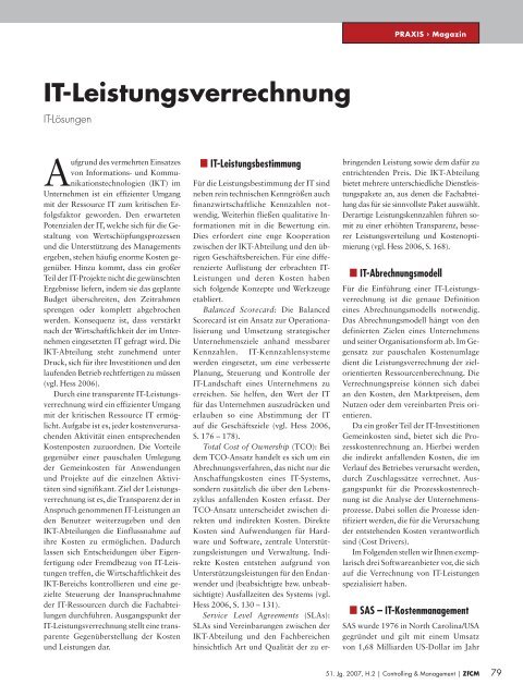 IT-Leistungsverrechnung - Controlling & Management Online