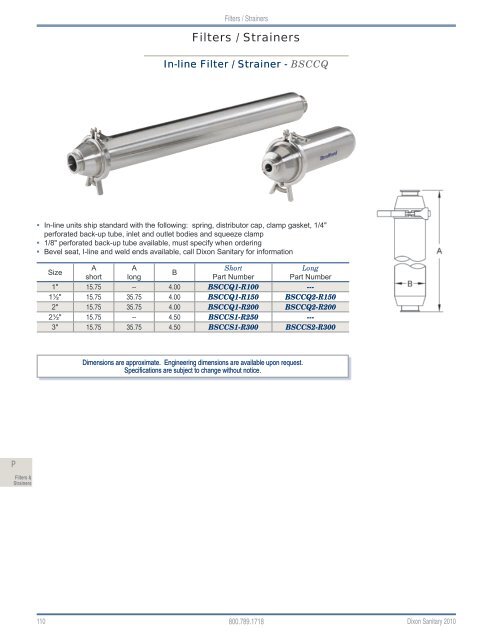 Dixon Sanitary 2010 Catalog