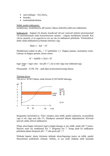 Analüütilise keemia lühikonspekt tudengile